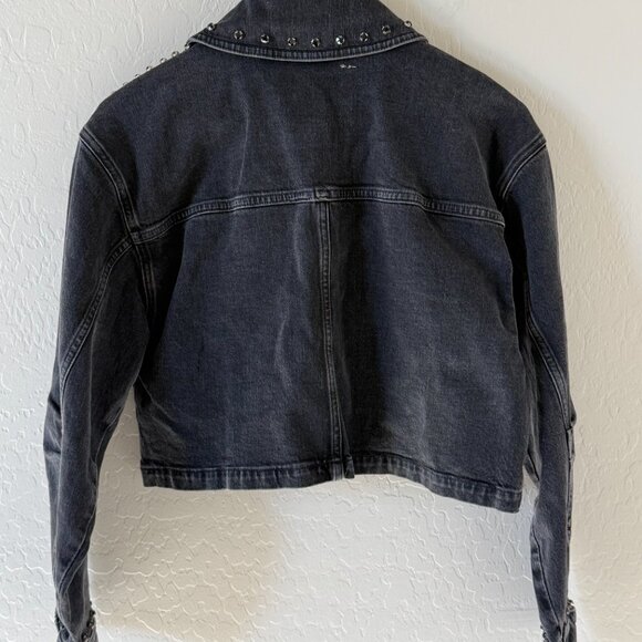 Women's Pilcro Cropped Studded Denim Jacket - Small - Picture 3 of 8